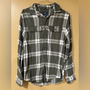 🎉3/$15 George Olive and White Checkered Shirt